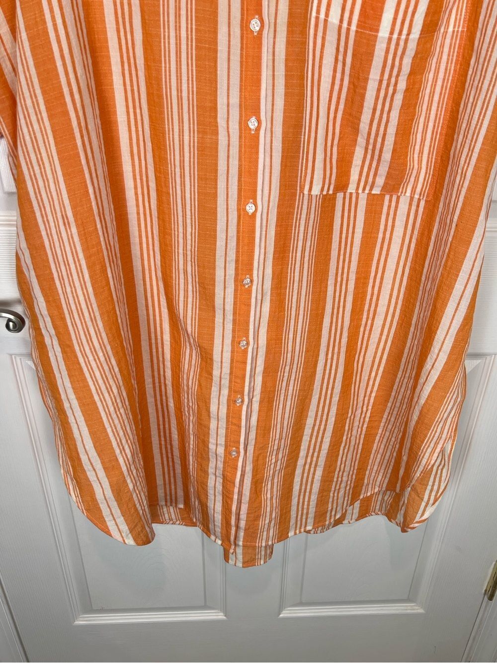 Lem Lem H&M orange white stripe short sleeve oversized shirt dress M/L - Picture 4 of 8